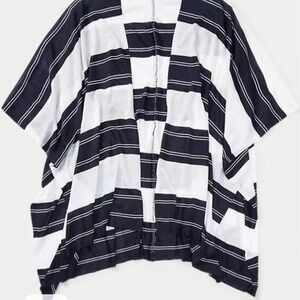 Ralph Lauren Stripped Poncho Black/White Lightweight One Size